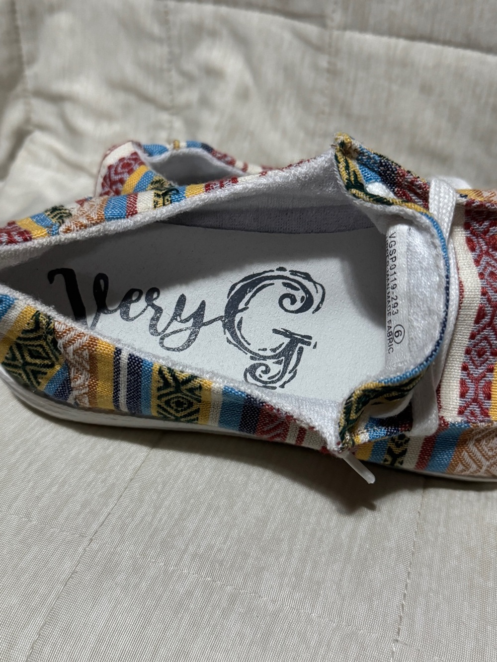 Very G Vibrant Patterned Slip-On in Yellow, Blue, Red, Cream, Black